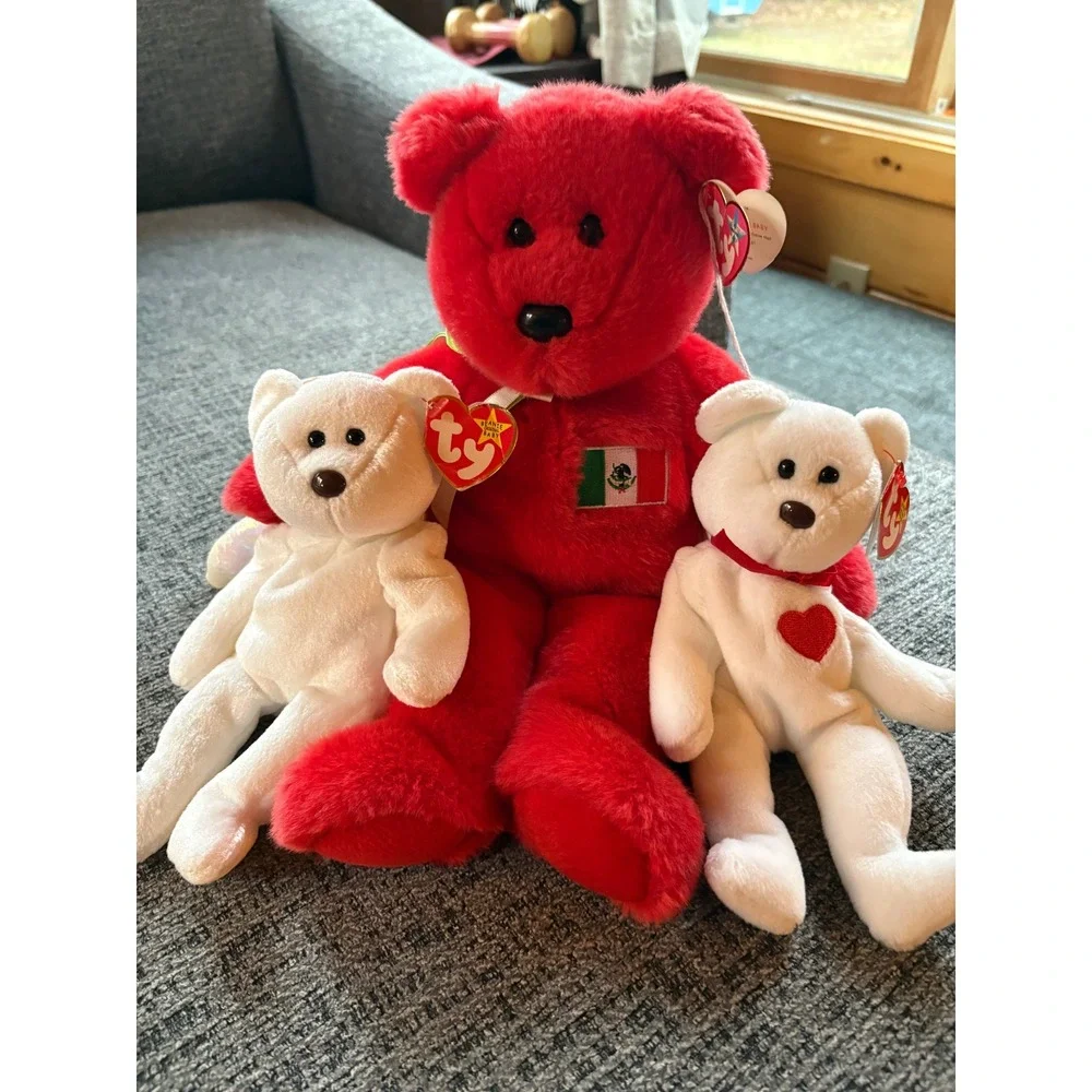 Ty Beanie Babies Buddy Bundle Mexico Red Bear‎ Halo Angel Valentino Heart Plush